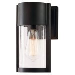 Hampton Bay W2220-11 Kempster Modern 1-Light Matte Black Modern Outdoor Wall Cylinder Light with Clear Glass