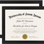 Americanflat Set of 2 Diploma Frame 8.5" x 11" with Table Stand - Black Wood and Glass
