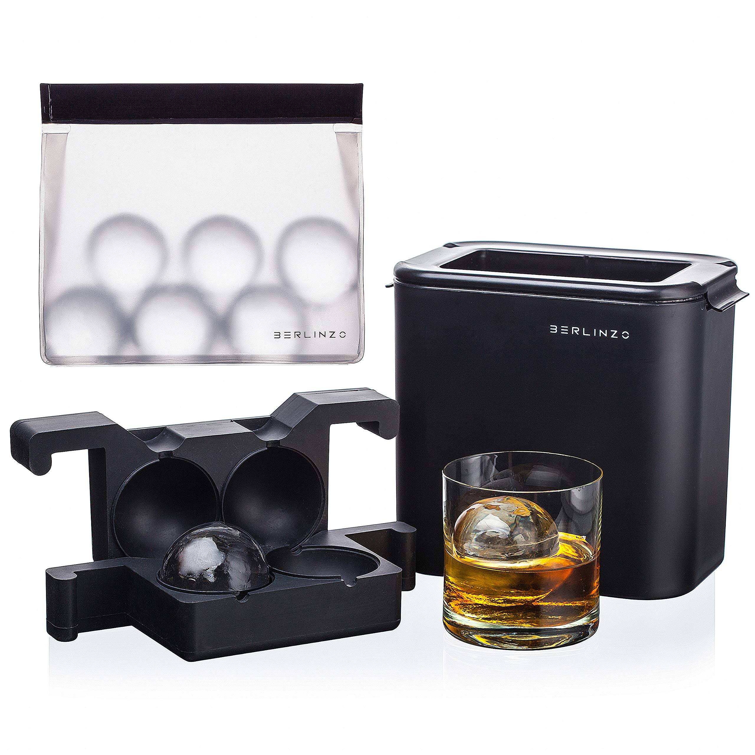 8cc656c0924670f6f68d02a7c02d547863a62d4e4a558c07bc60649795f0becd.jpg BERLINZO Premium Clear Ice Ball Maker Mold - Whiskey Ice Ball Maker Large 2.4 inch - Crystal Clear Ice Maker Sphere - Sphere Ice Mold Maker with Storage Bag - Image 1