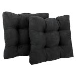 Blazing Needles 19-inch Squared MicroSuede Tufted Dining Chair Cushion (Set of Two) - Black
