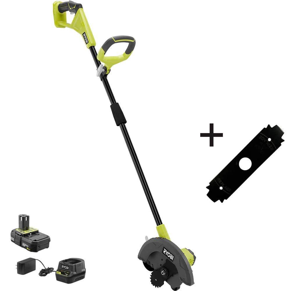 8cc89d62c49ea1ea50cf0793e7a3247905c3f4977620590e60710d456370f886.jpg Ryobi ONE+ 18V Cordless Battery Edger with Extra Edger Blade, 2.0 Ah Battery and Charger - Image 1