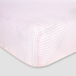 Burt's Bees Baby Bee Essentials Stripe Organic Cotton Fitted Crib Sheet in Blossom