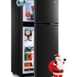 Krib Bling 3.5cu.ft Compact Refrigerator, Retro Fridge with Dual Door Small Refrigerator with Freezer, 7 Level Adjustable Thermostat for Dorm,