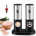 Electric Salt and Pepper Grinder Set: Leap Fit Automatic Pepper Mills with Adjustable Coarseness - Battery Operated Spices Shaker with LED Light in