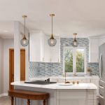 LALUZ Modern 7inch Mini Farmhouse Metal Cage Gold Pendant 1-Light Black Wire Kitchen Island Bar Ceiling Lights