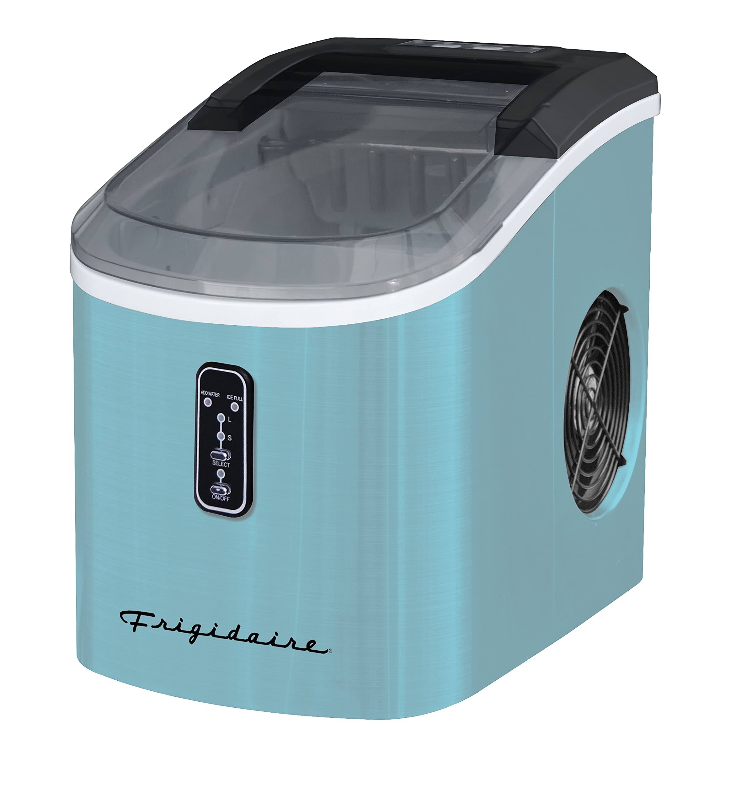 8d0672daef89f9879af2dee2b05772c38005faf9181c47fa982023f6c12f27df.jpg Frigidaire EFIC103AMZ-SSBLUE-SC Self Cleaning AMZ-SSBLUE-SC EFIC103 Maker Machine Heavy Duty, 26lb Ice per Day, SS, Blue Stainless - Image 1