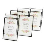 Koyal Wholesale Black Pressed Glass Floating Photo Frames 5 x 7 Frame, 8-Pack with Stands Use Horizontal or Vertical