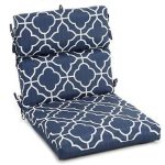 Fandango Navy Blue Quatrefoil Reversible Outdoor Chair Cushion