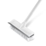 boomjoy Floor Scrub Brush with Long Handle -50" Stiff Brush 2 in 1 Scrape and Brush Tub and Tile Brush for Cleaning Bathroom Patio Kitchen Wall