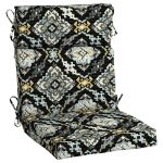 21.5 in. x 20 in. One Piece High Back Outdoor Dining Chair Cushion in Geo Medallion