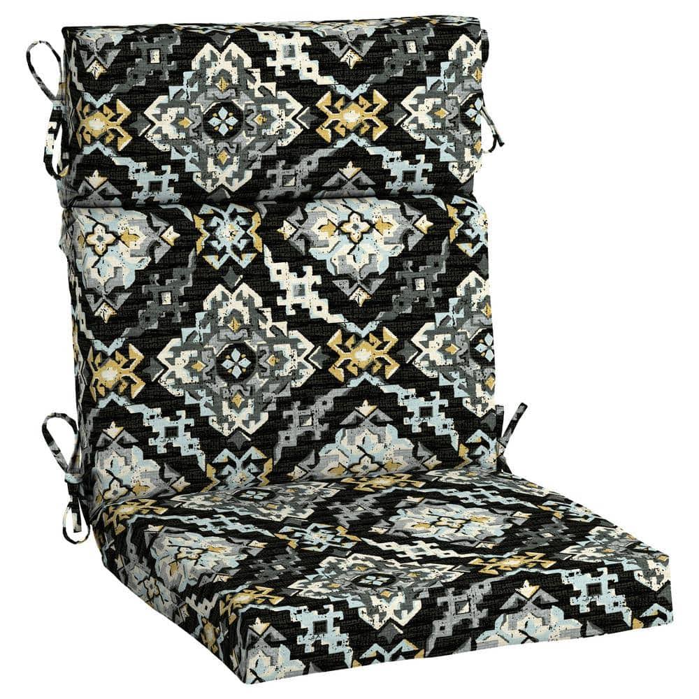 8d493eed8fe21e60a55610c8e7f5cafbb62d12b2047240a753768f84b3fa5664.jpg 21.5 in. x 20 in. One Piece High Back Outdoor Dining Chair Cushion in Geo Medallion - Image 1