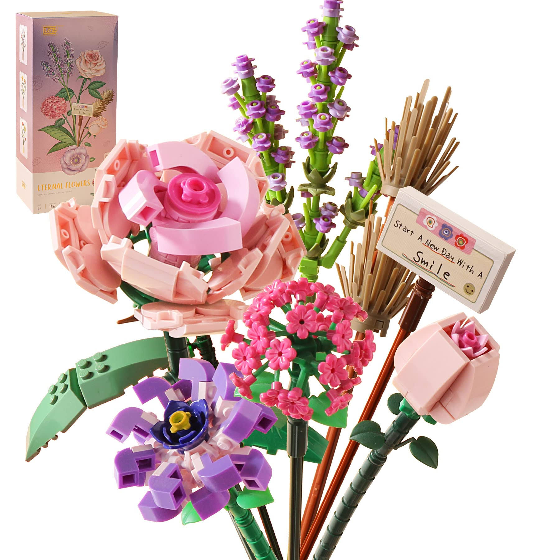 8d6191e8d808540b7142d31f5773363799739d61621aae31dead6724d279ea67.jpg ZIYOSTAR Mini Bricks Flower Bouquet Building Sets, Artificial Flowers, DIY Unique Decoration Home, 547 Pieces Botanical Collection for Ages 8-12 Yrs - Image 1