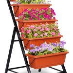 SEJOV 4 ft Vertical Garden 5-Tier Raised Garden Bed Planter Box for Patio Balcony Flower Herb Freestanding Garden Planter 22.5 in 25.5 in 45 in, Brown