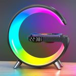Wireless Charger Atmosphere Lamp, 2023 New Intelligent LED Table Lamp, Bluetooth Speaker, Dimmable Night Light Touch Lamp Alarm Clock with Music Sync,