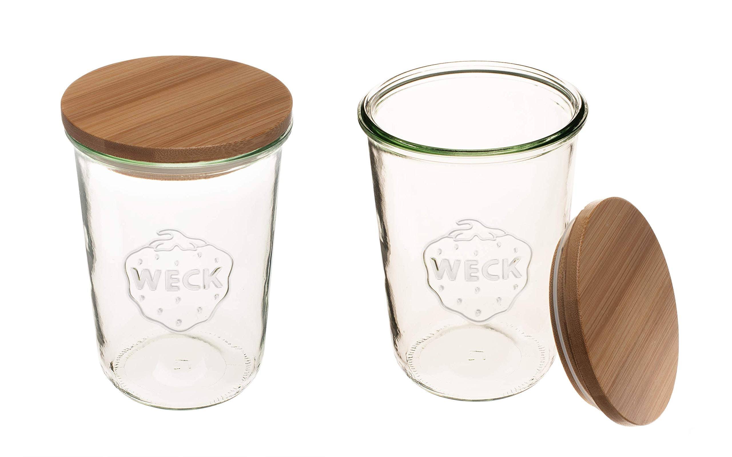 8d8b05ff4d3d6471cfac91c7a7d73c8022fc762adeda9e43c855b337a5fc5ef6.jpg 743 Weck Mold Jars Made of Transparent Glass - Eco-Friendly Canning Jar - Storage for Food, Yogurt with Air Tight Seal and Lid - 3/4 Liter Tall Jars - Image 1