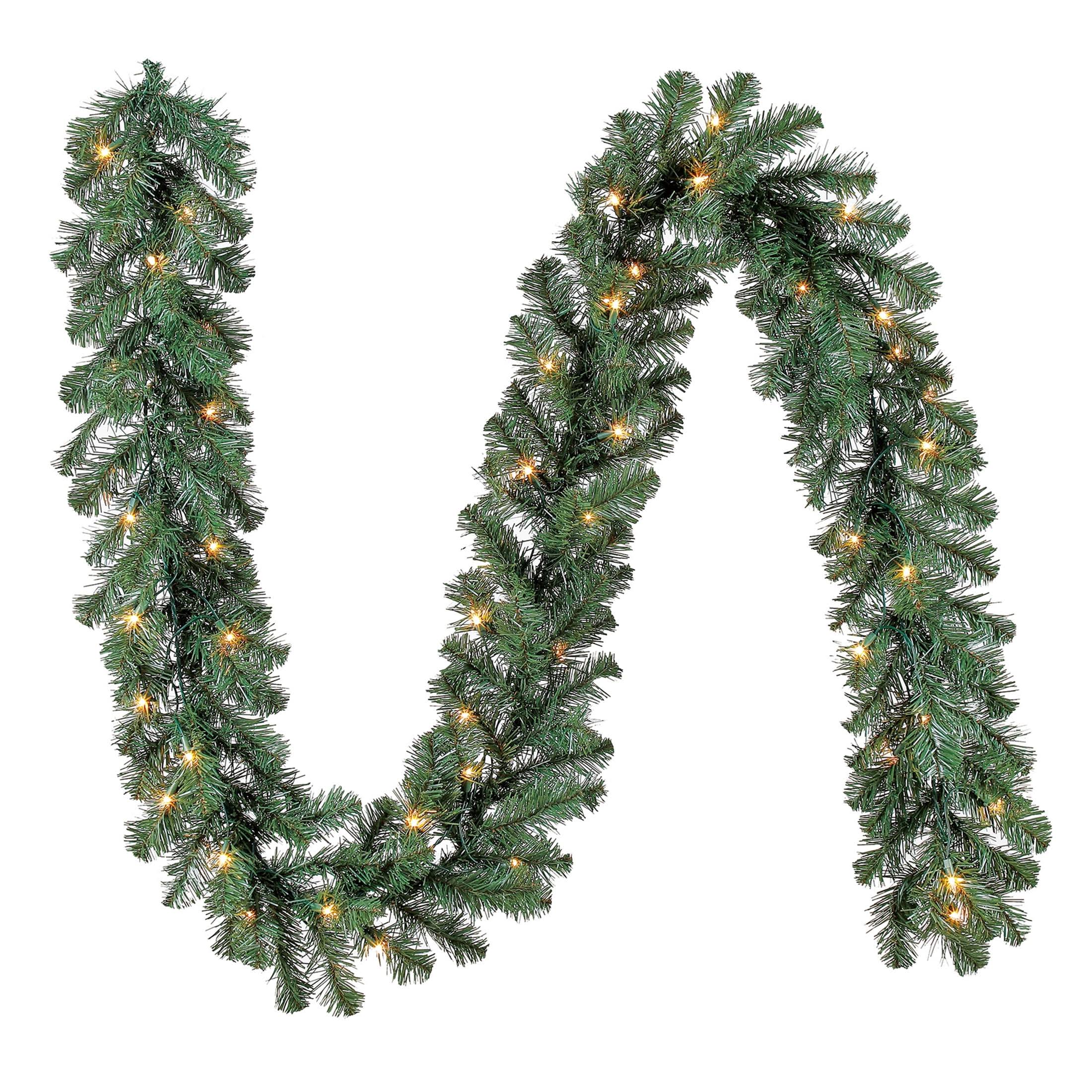 Holiday Time Pre-Lit Napa Artificial Christmas Garland with Clear Incandescent Lights - 9 ft