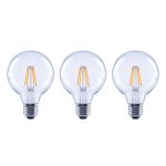 Ecosmart 60-Watt Equivalent G25 Dimmable Energy Star Clear Filament Vintage Style LED Light Bulb Daylight (3-Pack)