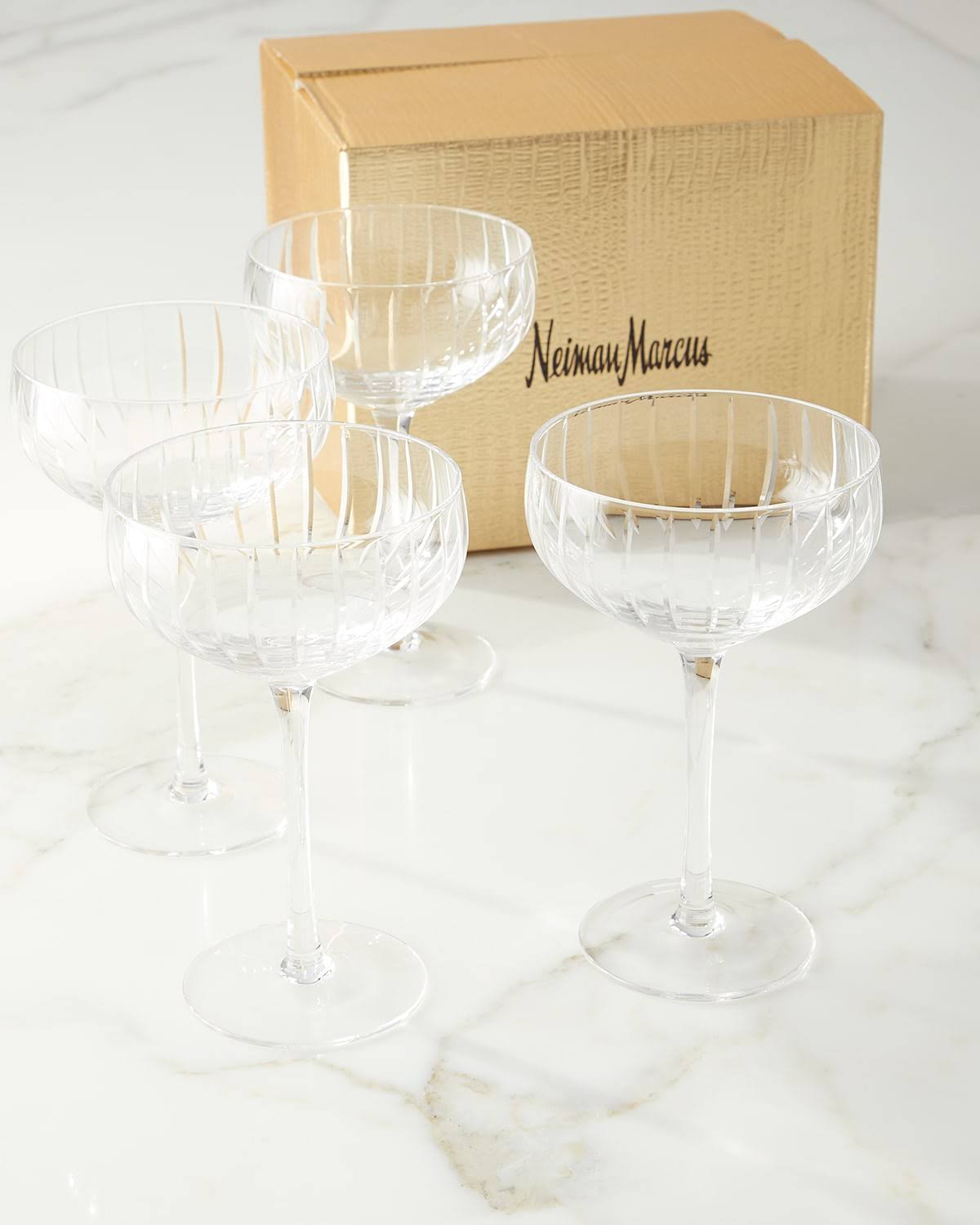 8dad7a0482d8b96278e4d9f7ad0ac2f5ac2c825ff4ca51ddaffbe89061d8f36c.jpg Neiman Marcus Cut Coupe Glass, Set of 4 - Image 1