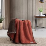 Eddie Bauer Bi Colored Sherpa Reversible Throw Blanket - Orange/Brown