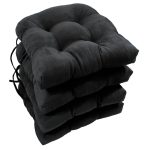 Blazing Needles 16-inch Solid Micro Suede U-Shaped Tufted Chair Cushions Set of 4 - Black