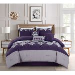 Jml 7 Piece Comforter Set Embroidered Design Bed in A Bag Purple and Grey California King