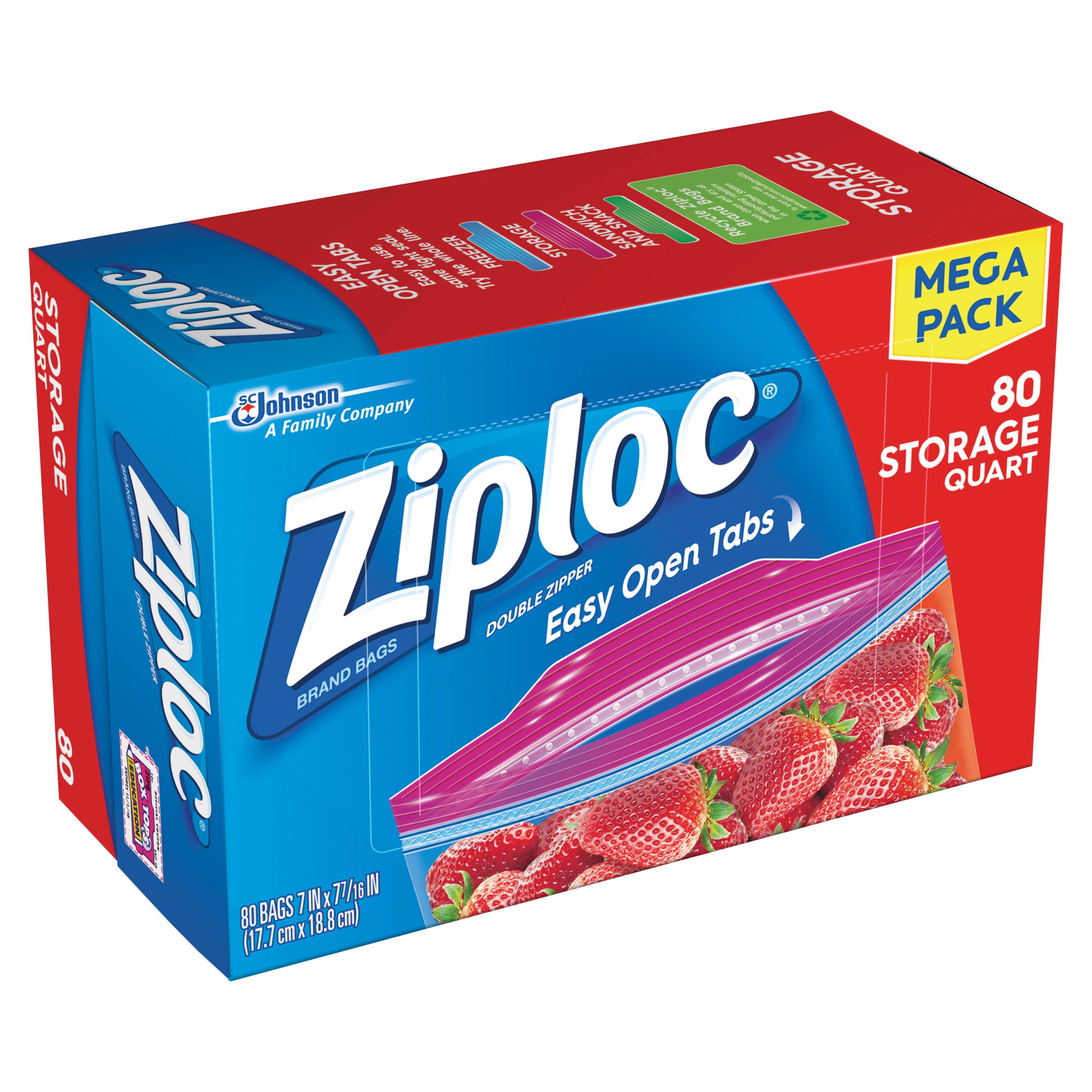 8e18cd8da8b7226437ba530ce433d3c22893e6154593e2524eae12f6a5745591.jpg Ziploc Storage Bags, Quart - 80 count - Image 1