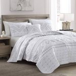 Brielle Cross Stitch Quilt Set, Twin, Silver