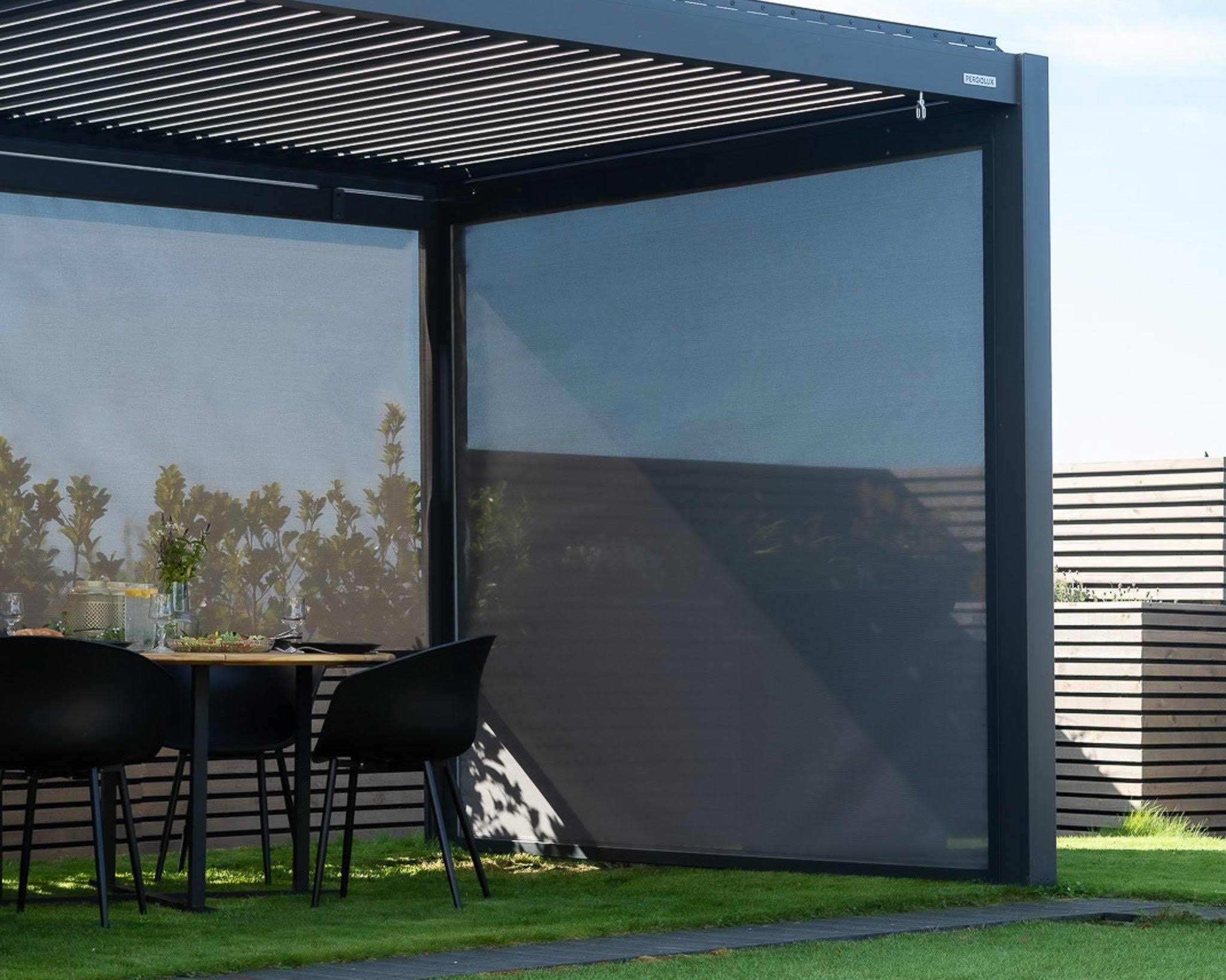 8e54c2ed2fdd37880f9af5c8415ce5d49271dc56cd7c6c37797b7e63d023fbec.jpg PERGOLUX Screen - Height Adjustable Sun & Privacy Screen for Pergola Anthracite / 10' - Image 1