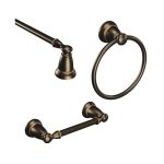 Moen Banbury 3-Piece Bath Hardware Set with 24 in. Towel Bar Paper Holder and Towel Ring in Mediterranean Bronze