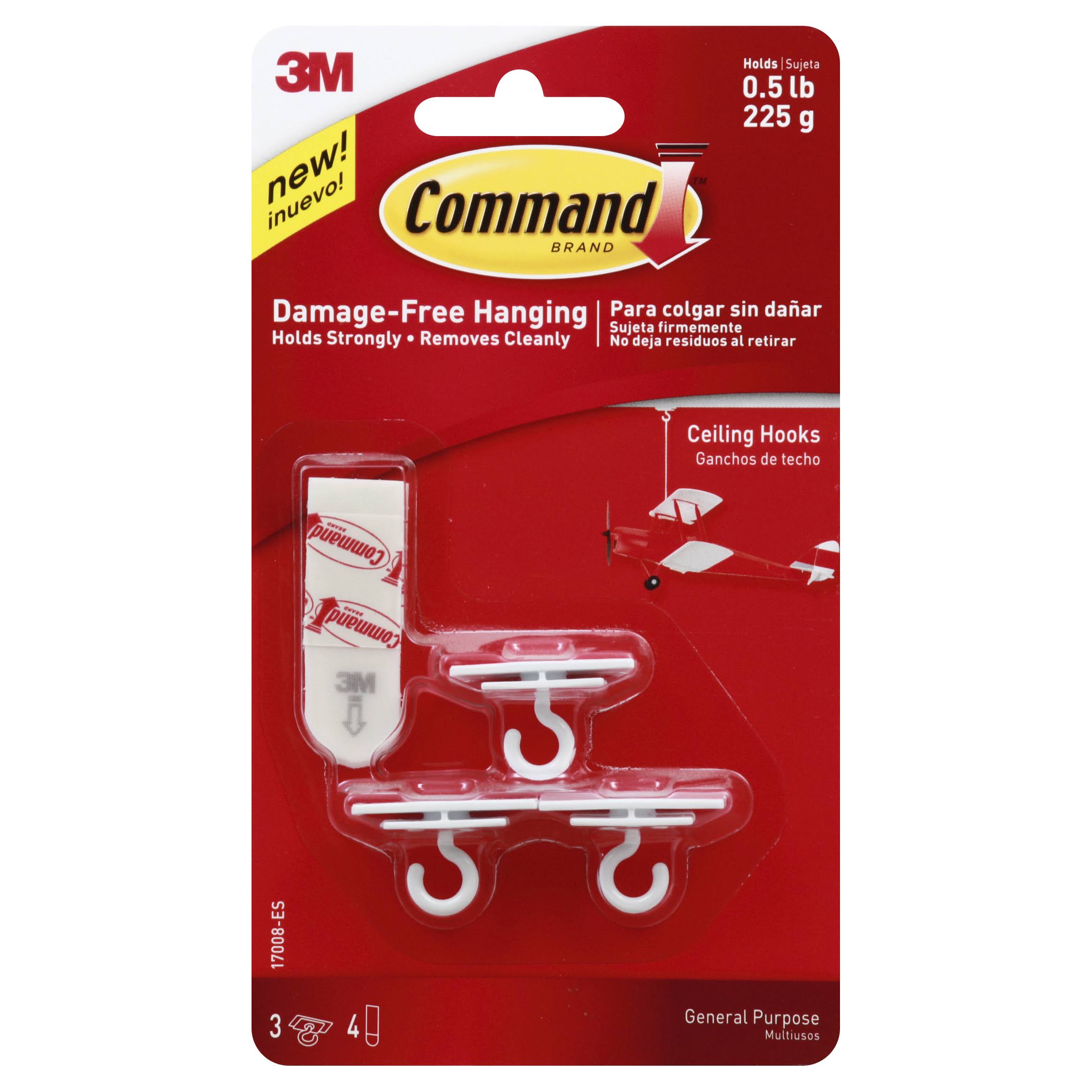 8e62df3b538f2cf75b5b4106c6a448a9d810dd8b7089b10e84f4ef68e7d67bd4.jpg 3M Command Ceiling Hooks - Set of 3 - Image 1