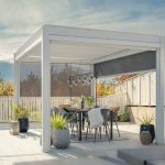 PERGOLUX Metal Pergola | 10' x 13', Aluminium, Adjustable Louvered Roof, Free-Standing, Modern Scandinavian Design, White