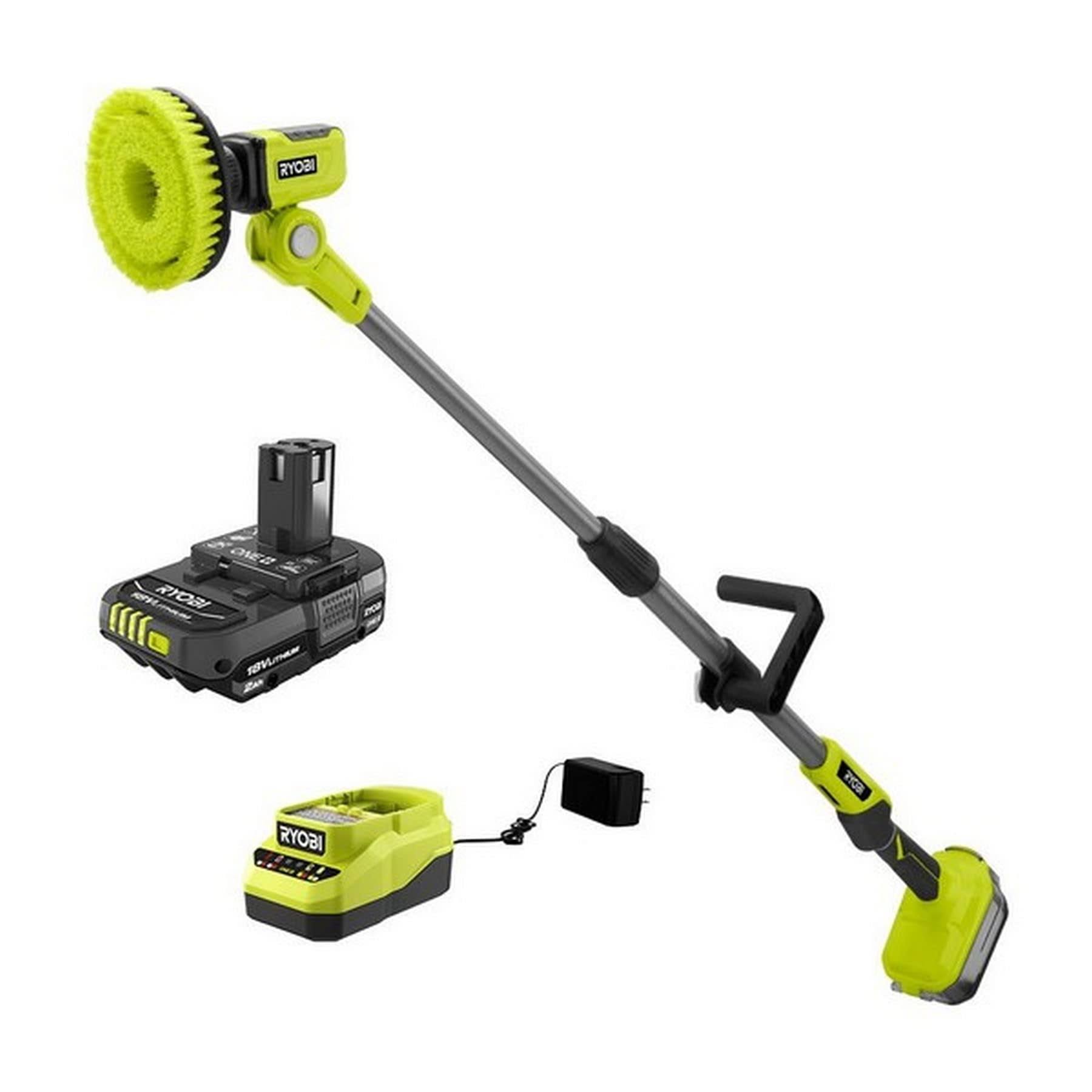 8e8b9f99a4c04cd01c425ca00ce636a76be88c040f88a769fc1edd20cb45e978.jpg Ryobi P4500K One+ 18V Cordless Telescoping Power Scrubber Kit with 2.0 Ah Battery and Charger - Image 1
