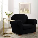 Elastic Spandex Box Cushion Armchair Slipcover Winston Porter Fabric Black
