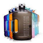 SLUXKE Gallon Big Water Bottle with Handle, 128oz Leakproof BPA Free Fitness Sports Water Bottle with Motivational Time Marker & Wide Mouth Ensure