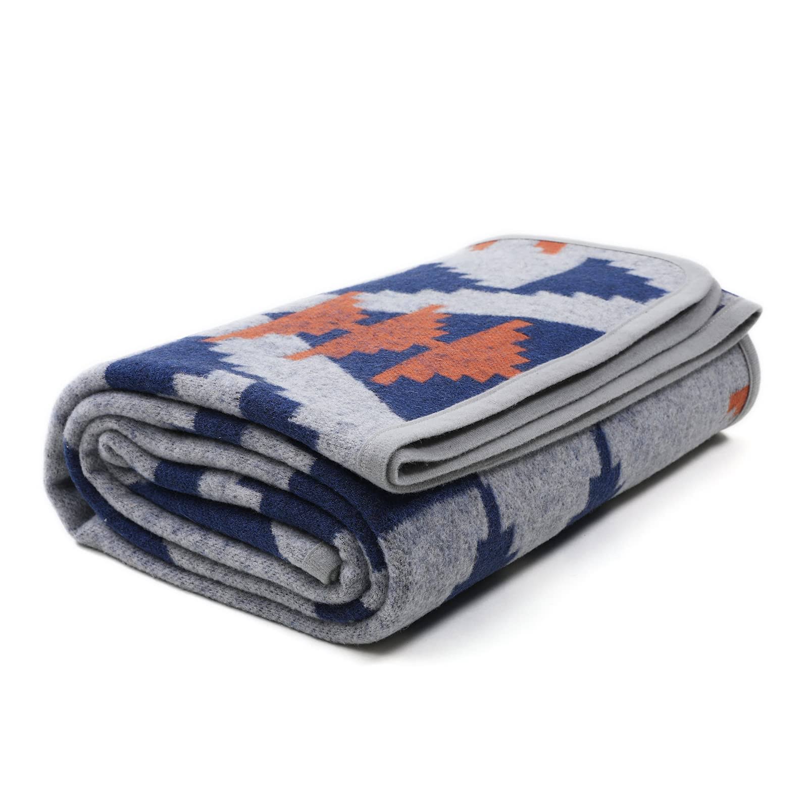 8eb5d173b7d3f9d80980c77e4bb9f2cfa8c0b7febd71dbf347940e499dddd954.jpg ACUSHLA Merino Wool Blanket - Soft Warm Thick Bed Couch Outdoor Camp Travel Car Blanket Throw All Weather Aztec Style Grey 63" x 51" - Image 1