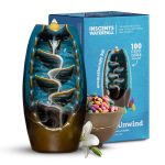 Inscents Waterfall As-seen-on-tv Ceramic Incense Holder Cone Burner with Backflow Design Ornament Home Decor Aromatherapy for Spa Office Bedroom Yoga