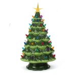 Green Ceramic Table Top Christmas Tree (15.5 inch Large Lights)