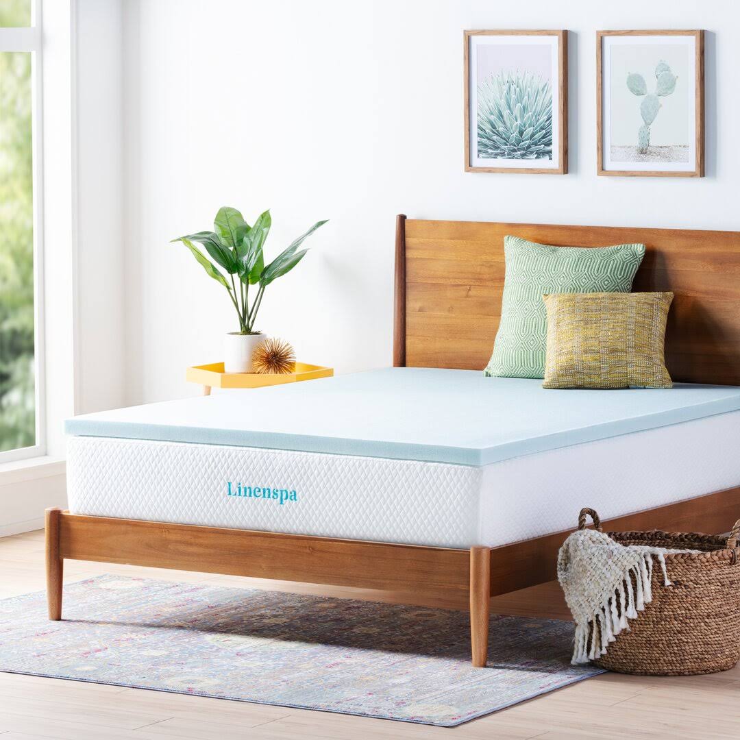 8ee925498cc89d74942d2d7d50285054117e6994da4e01dad493ab923d59095b.jpg Linenspa 2 inch Gel Infused Memory Foam Mattress Topper - Twin - Image 1