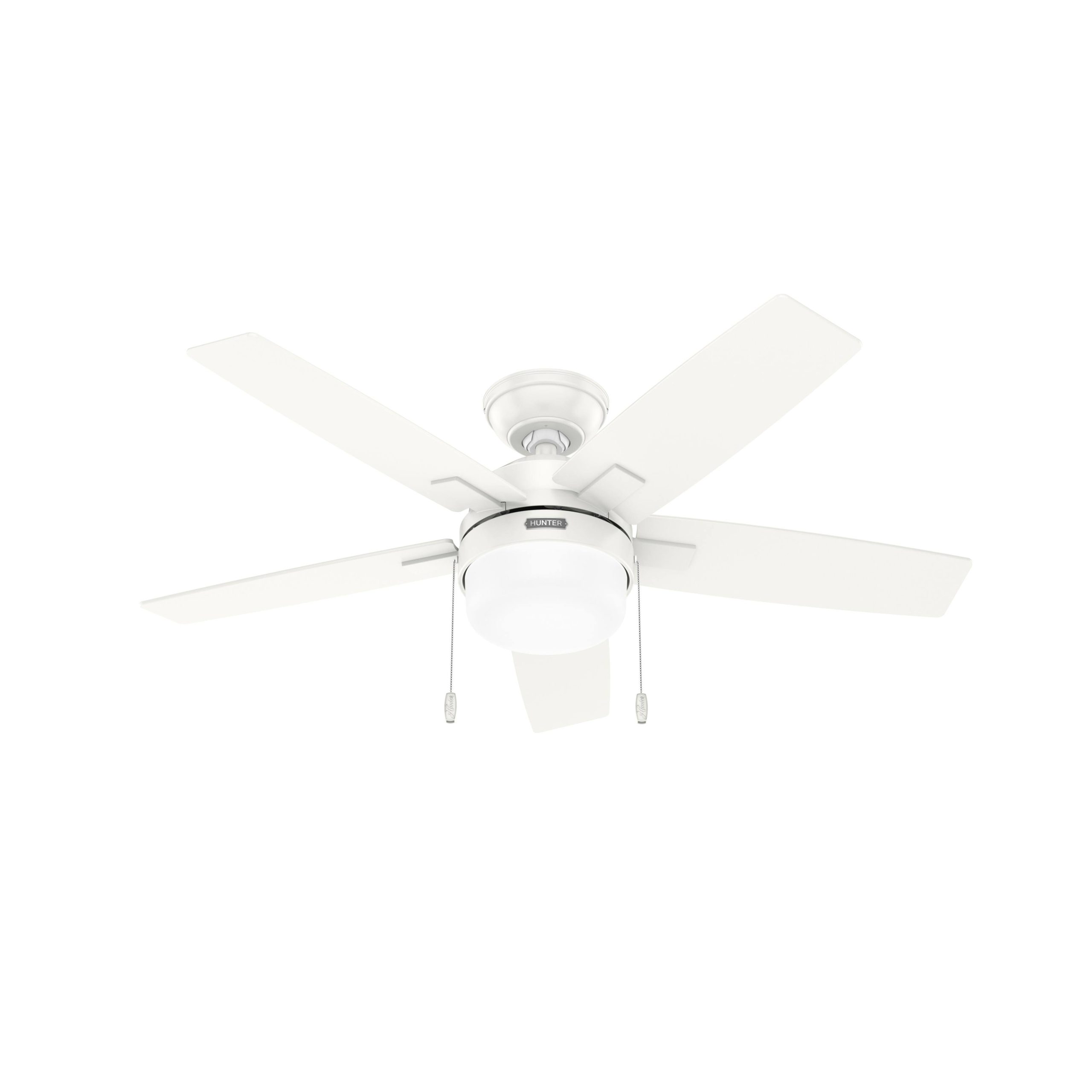 8f075cb5ae9f2600b7c21188cd920462bafd478ab4a7906e3ba58b615987c531.jpg Hunter 52488 44 in. Anisten Fresh White Ceiling Fan with LED Light Kit & Pull Chain - Image 1
