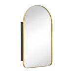 Ebern Designs 13997AC1FAC94CF7A69E098E620EEEFA Aristes Metal Recessed Framed Medicine Cabinet with 2 Adjustable Shelves Finish: Brushed Gold