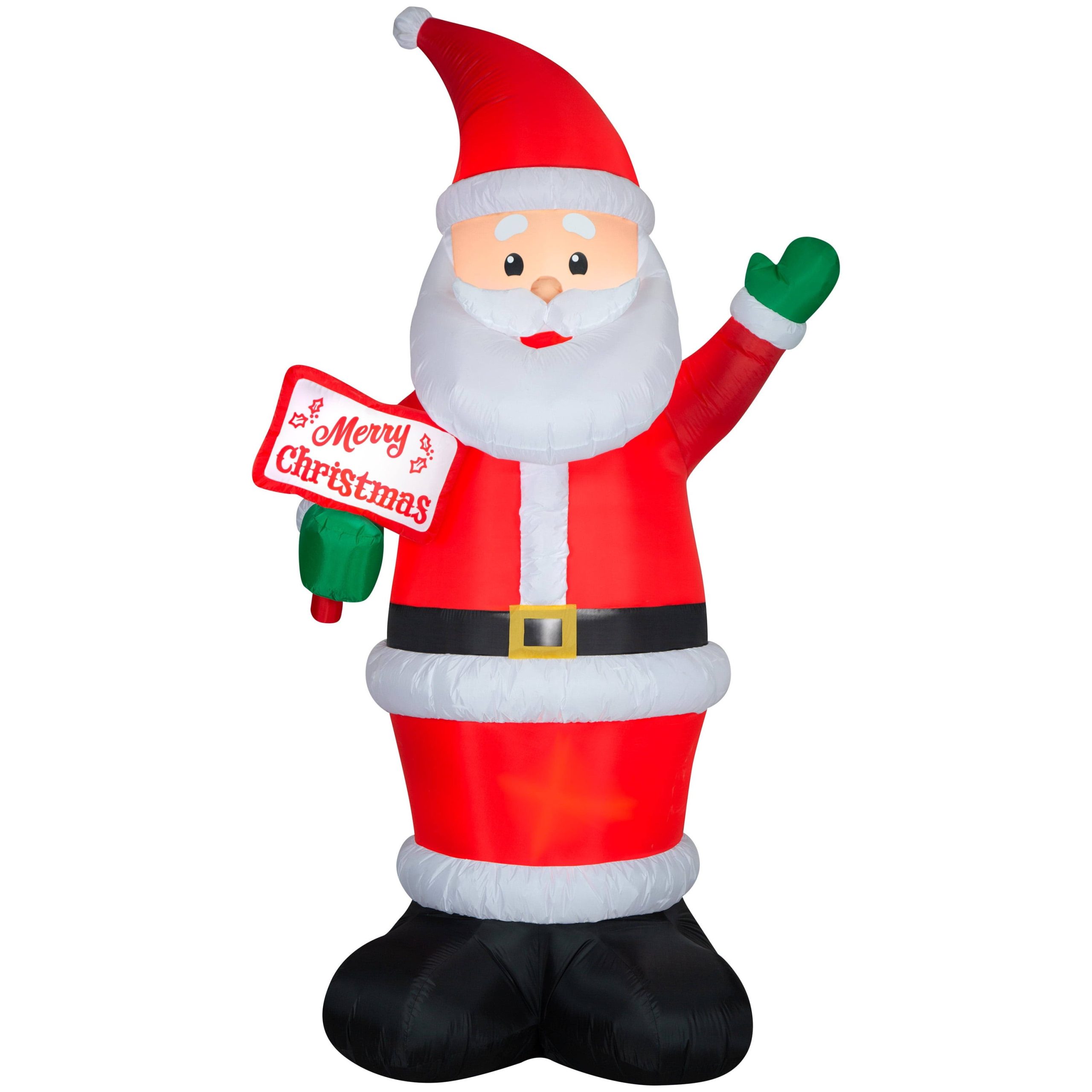 8f250fa0f454cef6fc046f20a8515c828c5b255b7a58119eb482e33d527a4894.jpg Airblown Inflatables Christmas 10 Foot Santa with Merry Christmas Sign - Image 1