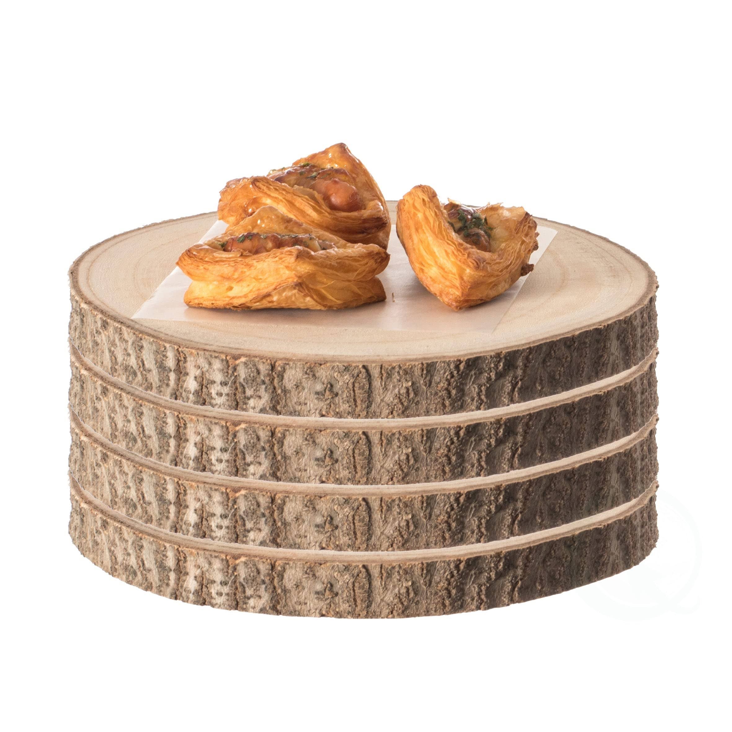 8f439c5be35ff133a8335d4f03bd6a401becdd270594eb610dbb6de91dd41ba0.jpg Vintiquewise Home Decor Natural Wooden Bark Slice Tray Large Rustic Table Charger Centerpiece, Set of 4 - Image 1