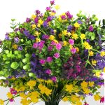 Kingsboomy 12 Bundles Artificial Fake Flowers Outdoor, UV Resistant No Fade Boxwood Faux Plastic Shrubs Greenery Plants for Garden Patio Porch Window