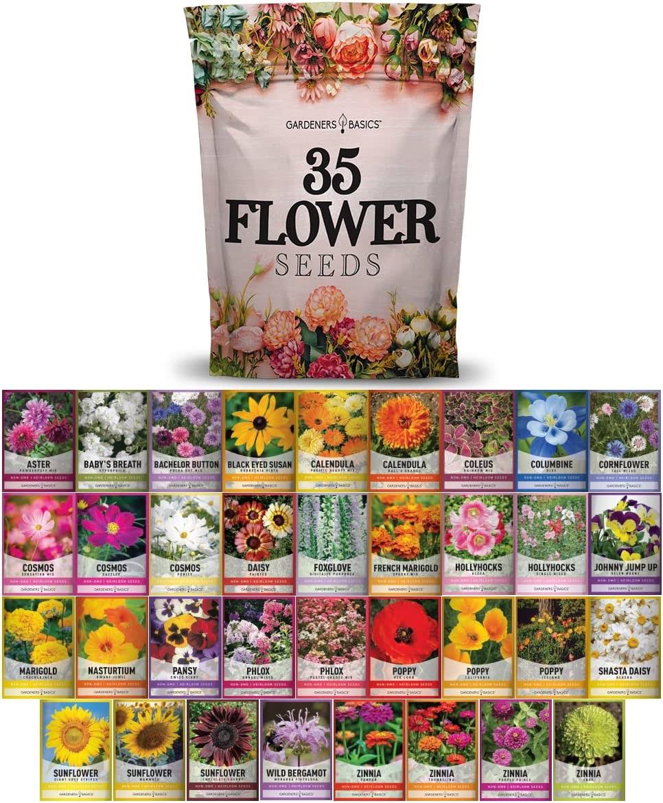8f4a81170de397f0a7e2c297c4c611bb410c22ceb6cccbb0380c1f533f3cadfe.jpg Flower Seeds Packets for Planting 35 Individual Varieties Perennial, Annual, Wildflower Seeds for Planting Outdoors for Bees and Butterflies - Semilla - Image 1