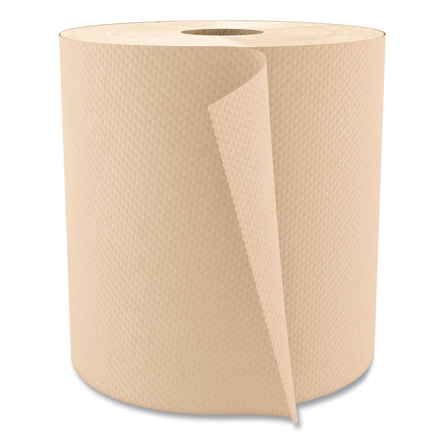 8f6f374e000061cead8c74cc4e8e425f987619d33fc0ac1eb293435bdfe6ccf9.jpg Hardwound Paper Towels, Nonperforated 1-Ply Kraft, 800ft, 6 Rolls/Cart - Image 1