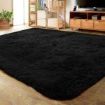 Noahas Soft Fluffy Area Rug Modern Shaggy Bedroom Rugs for Kids Room Nursery Rug Floor Carpets, 2'x 3',Black, Size: 2' x 3'