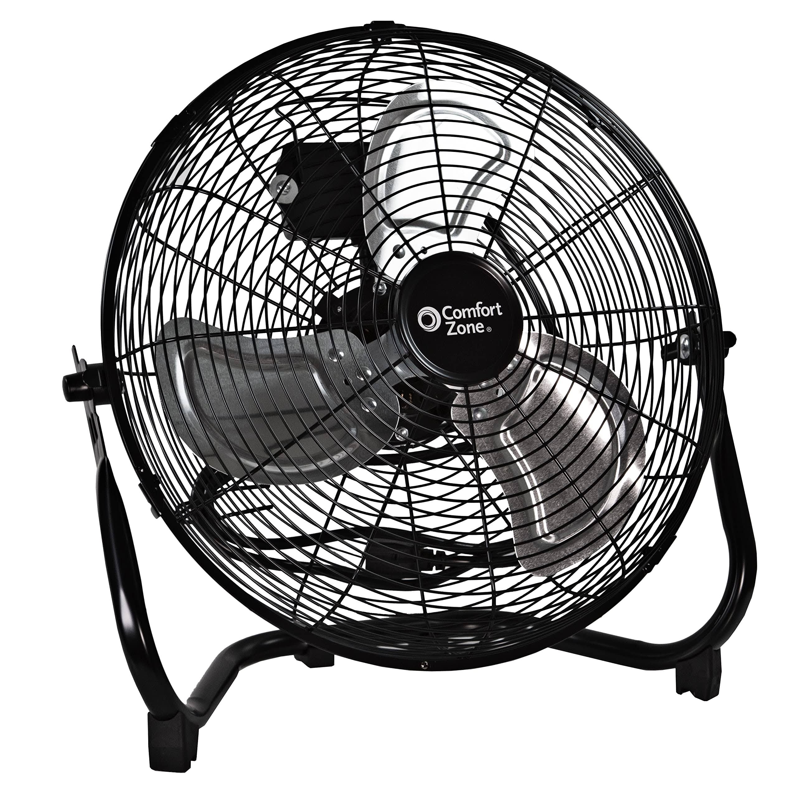 8fa328c503bd1501f28cf67708b66cd8aabec99e8dffbecd1701521ed580864d.jpg Comfort Zone 14" 3-Speed High-Velocity Floor Fan, Black - Image 1