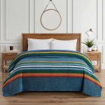 Pendleton Bedding | Pendleton Blue Serape Stripe Queen Size Sherpa Fleece Blanket | Color: Blue | Size: Queen | Pm-18713683's Closet