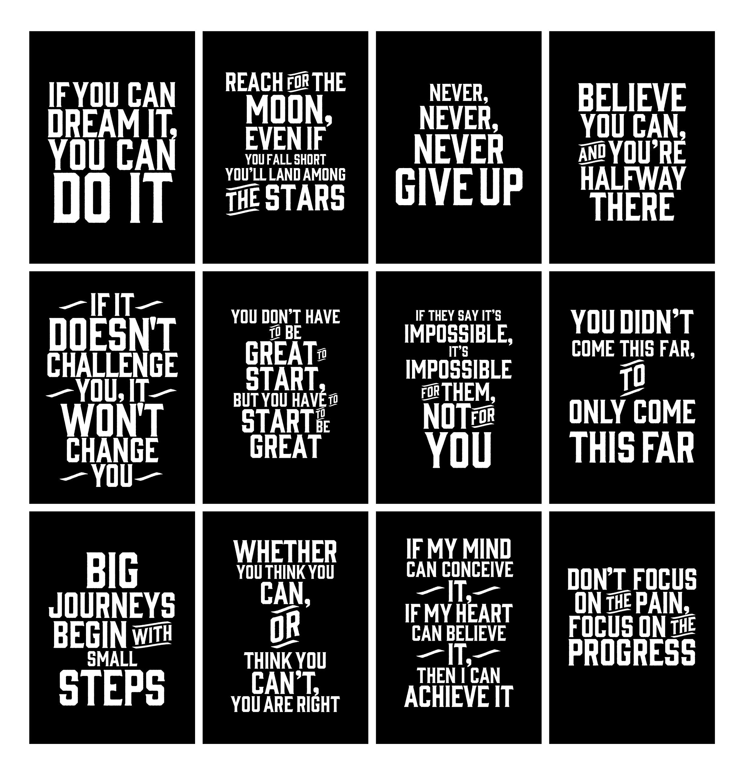 8fd0703fe700d8130bfb33fb084da12f626cc7299e1c8162238acceeffe01fc4.jpg Verbier Collection Verbier Inspirational Quotes Wall Art - 12 x A4 Motivational Posters for Room decor/gym poster/office decoration/bedroom/kitchen - Image 1