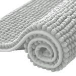 Subrtex Bathroom Rugs Chenille Bath Rug Soft Short Plush Bath Mat Soft Shower Mat Water Absorbent Shower Mat Quick Dry Machine Washable(Light Gray